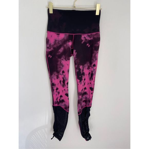 LULULEMON ATHLETICA Sweaty Endeavor LeggingsBlooming Pixie Raspberry Black Sz 8
